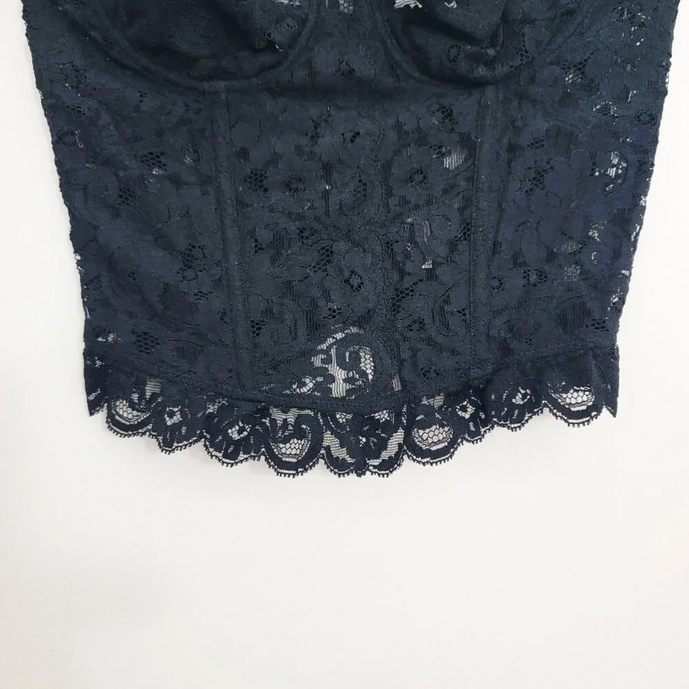 Vintage 90s La Perla Black Lace Bow Bustier Corset Top XS - Picture 3 of 7